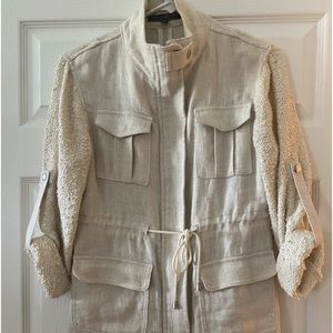 Generation Love Linen Tie Front Lightweight Zip Up Jacket XS
